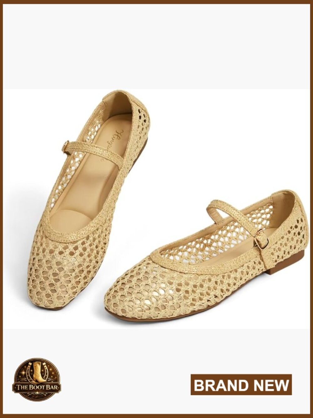 Woven Mary Jane Ballet Flats Women Round Toe Buckle Adjustable Strap Cushioned
